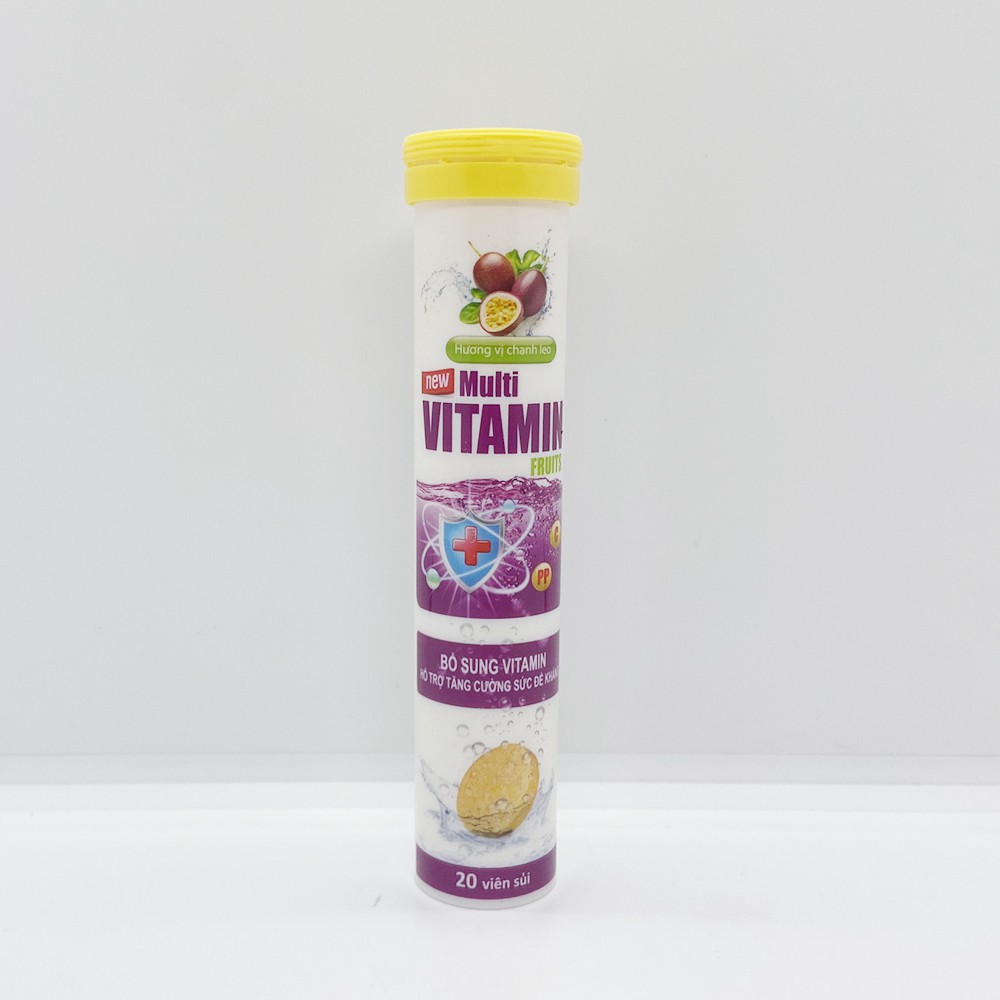 Viên sủi hương chanh leo Multivitamin Pluswsz+ Vitamin C, B, PP - Tuýp 20 viên | Thế Giới Skin Care