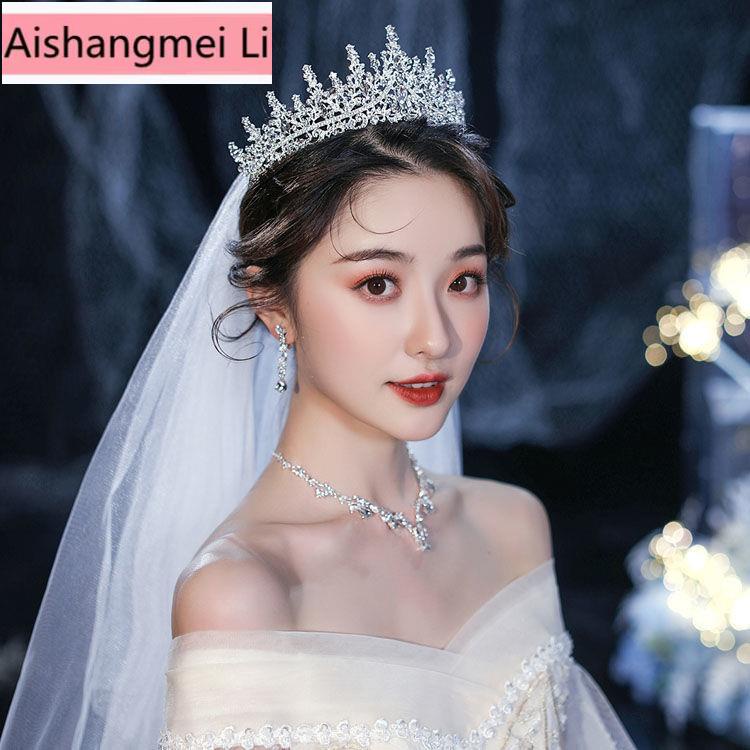 Bộ Trang Sức Hình Vương Miện Đính Đá Lấp Lánh Thời Trang Dành Cho Cô Dâu