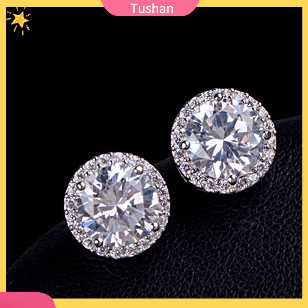 Bông tai mạ bạch kim đính đá thiết kế thời trang cho nữ