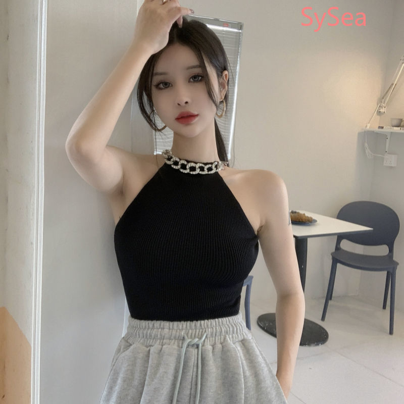 Áo dệt kim sát nách dáng ôm quyến rũ cho nữ mùa hè