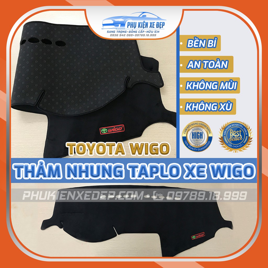 Thảm taplo ô tô lông cừu HÀNG LOẠI I xe TOYOTA WIGO [MỚI NHẤT] có 3 lớp chống trượt