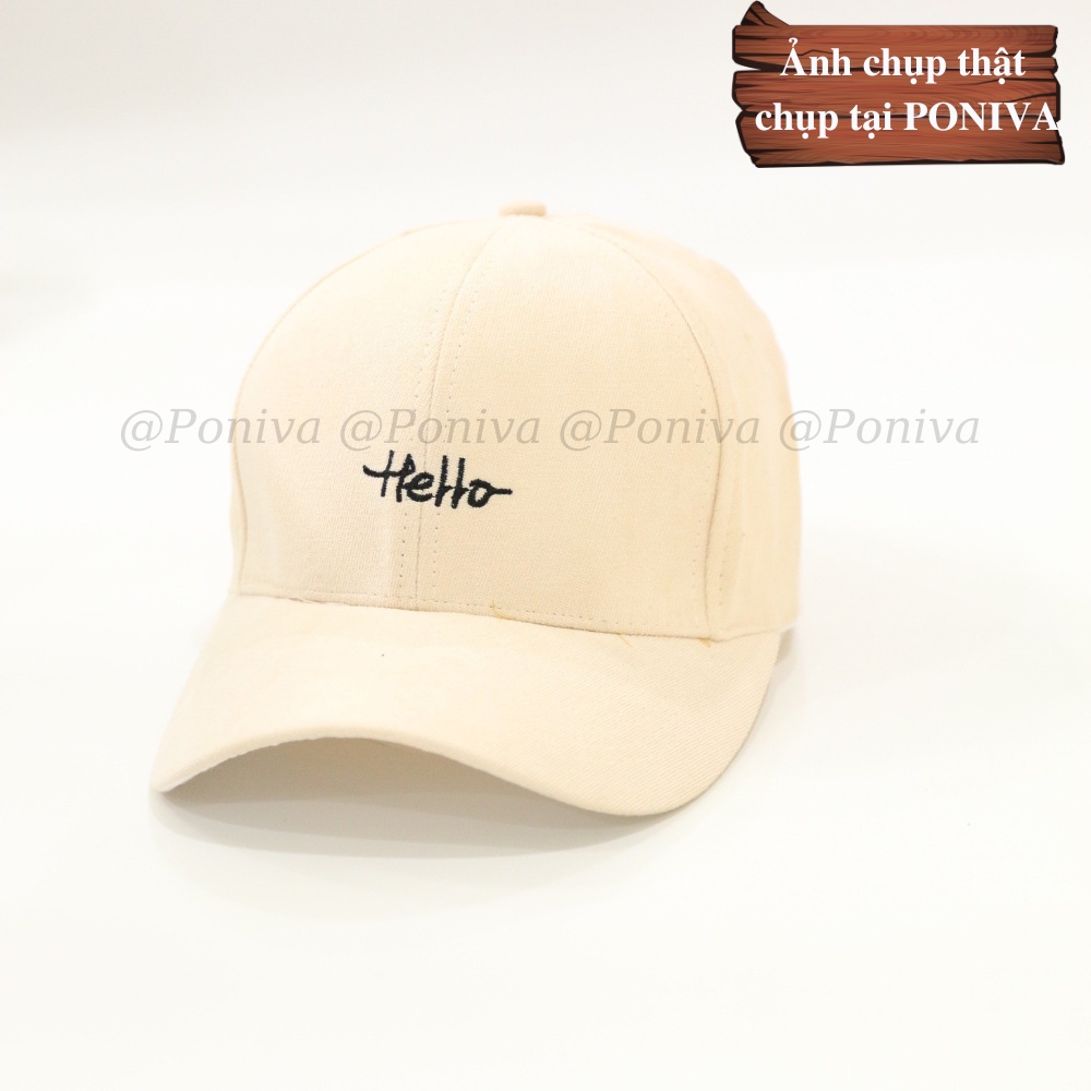 Mũ lưỡi trai ❤️ Nón kết thêu chữ hello chất nhung mịn form unisex HL78 phong cách Ulzzang Thời trang PONIVA siêu hot
