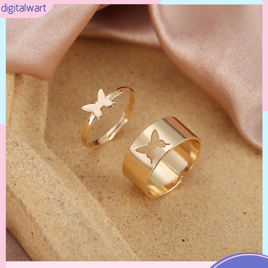 Bộ 2 Nhẫn Hợp Kim Hình Bướm Thời Trang Dành Cho Cặp Đôi