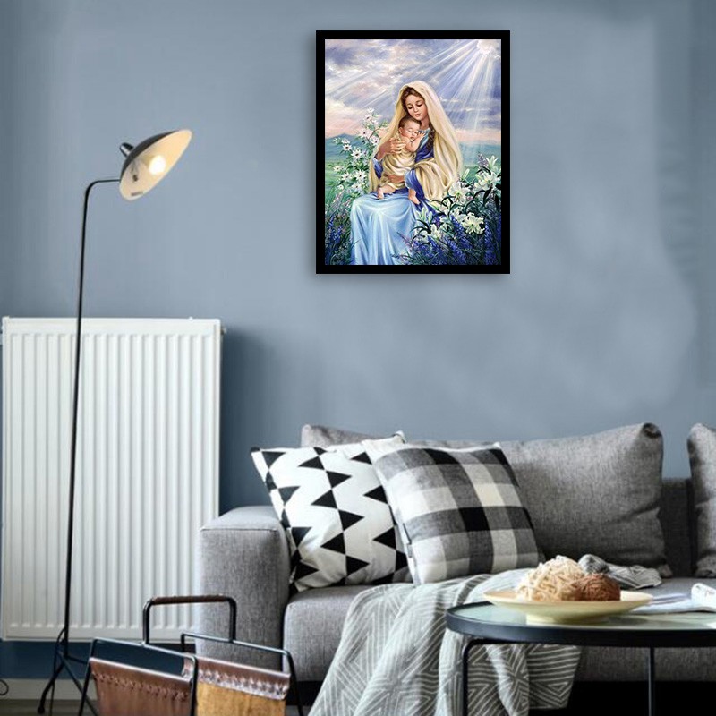 Bộ tranh đính đá tự làm hình đức mẹ Mary DIY