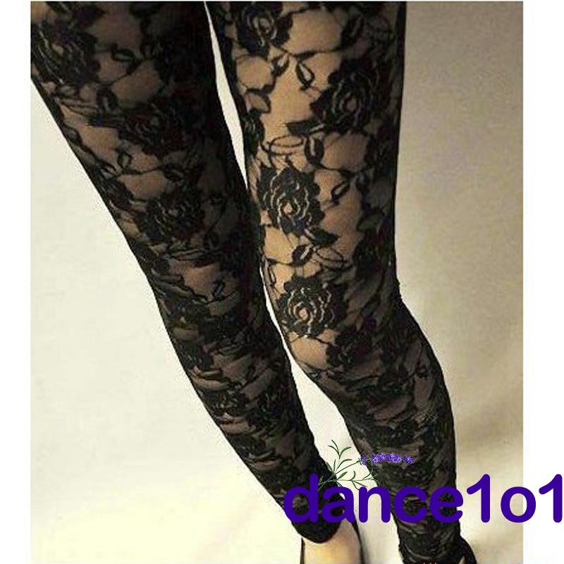 Quần legging nữ bằng ren hình hoa hồng quyến rũ dành cho nữ thời trang