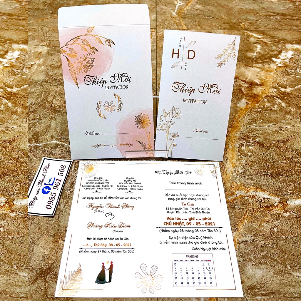 THIỆP CƯỚI MS18 PHONG BÌ + THIỆP GẬP ĐÔI
