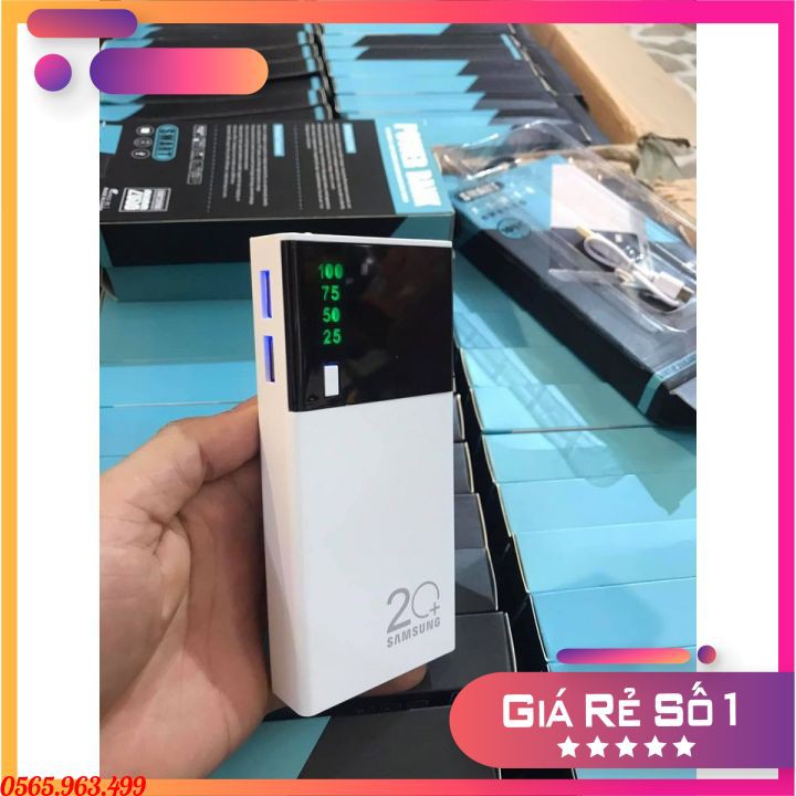 Sạc dự phòng Samsung cao cấp ♥️ FREESHIP ♥️ Sạc nhanh dung lượng 20000 mAh màn Led kèm đèn pin siêu sáng cho Smart Phone
