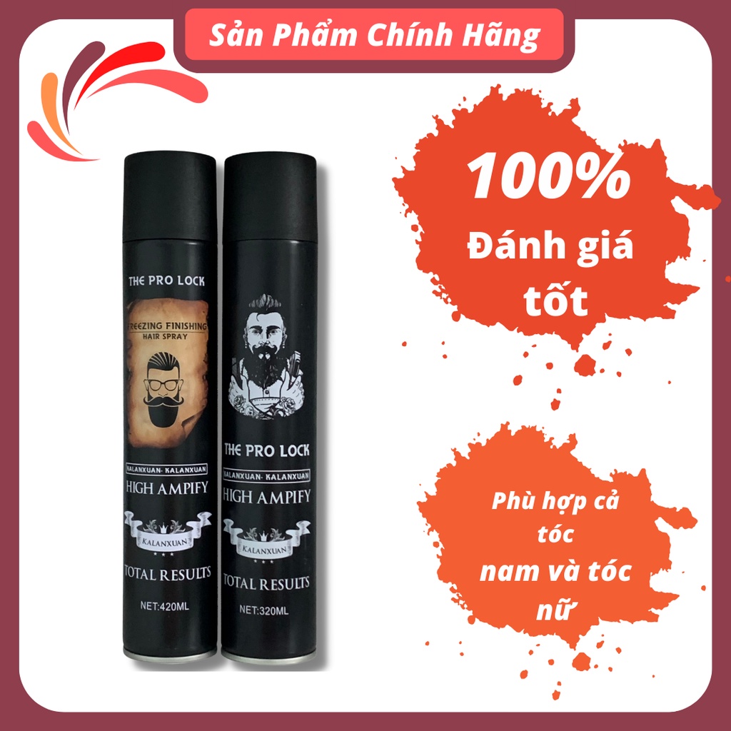 Gôm xịt tóc tạo kiểu nam nữ The Pro Lock High Ampify 420ml chuẩn salon keo xịt tóc