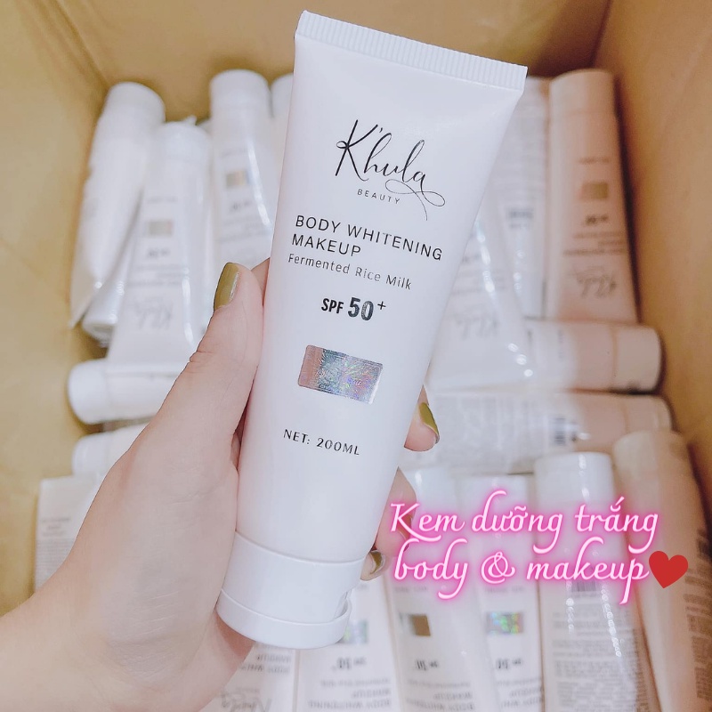 Kem makeup body K’hula Beauty Whitening Makeup dưỡng trắng nâng tone tức thì, chống nắng SPF50+ tuýp 200ml - ROXI Beauty