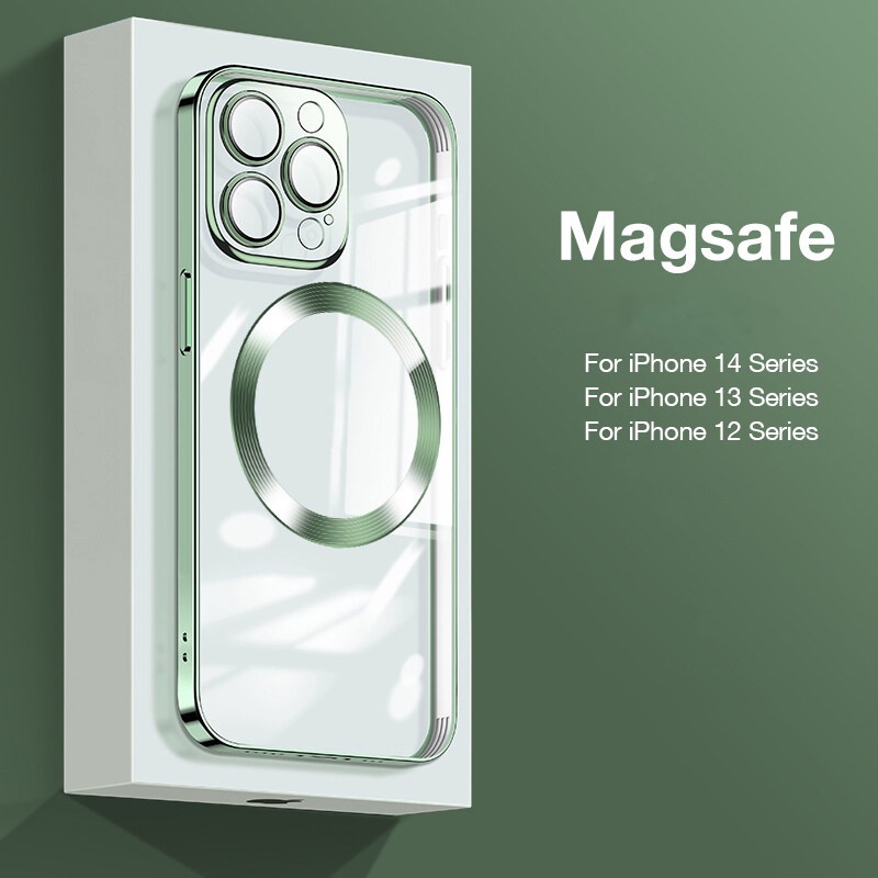 Ốp điện thoại vuông Lenuo Magsafe sang trọng có tấm phim bảo vệ máy ảnh thích hợp cho iPhone 14 13 Pro Max 14 Plus