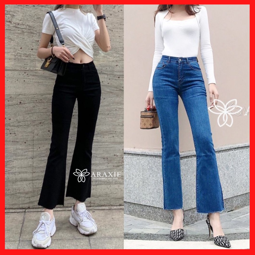 quần jean ống loe,quần bò ống loe tua dua cạp cao siêu tôn dáng xinh xắn,nhiều màu
