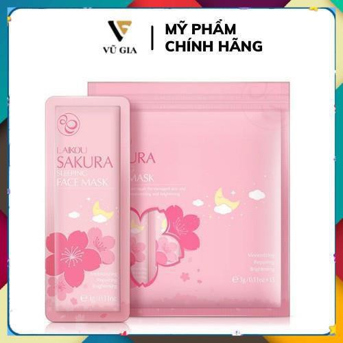 [ set 15 gói ] Mặt Nạ, Mặt Nạ Ngủ Hoa Anh Đào LAIKOU Dưỡng Ẩm Giảm Đốm Mụn Trắng Da