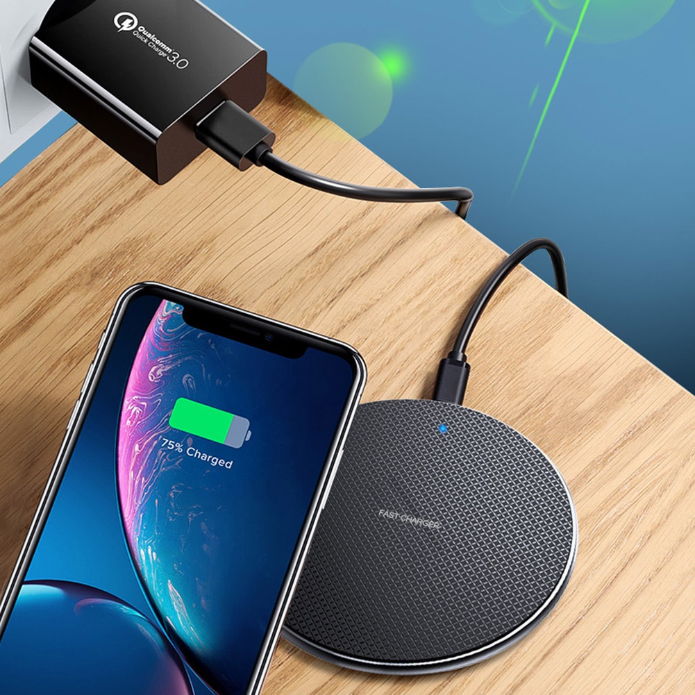 Đế Sạc Nhanh Không Dây OLAF 10W Hình Tròn Mỏng Cho Điện Thoại iPhone Android
