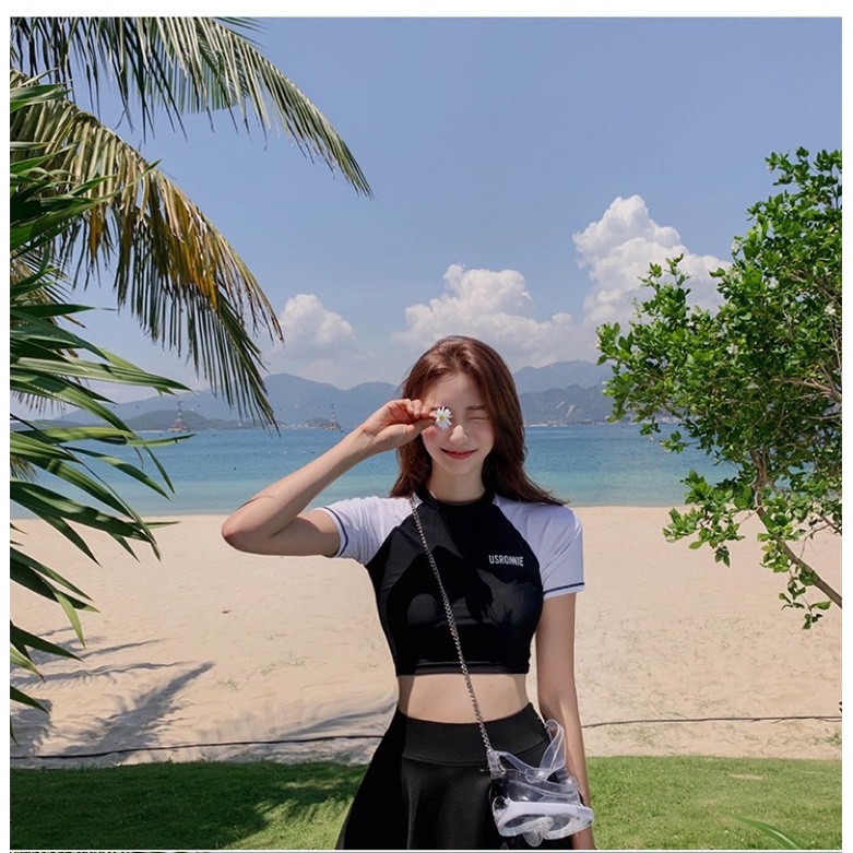 Đồ bơi nữ , bikini hai mảnh dài tay Us ronie váy áo tay ngắn