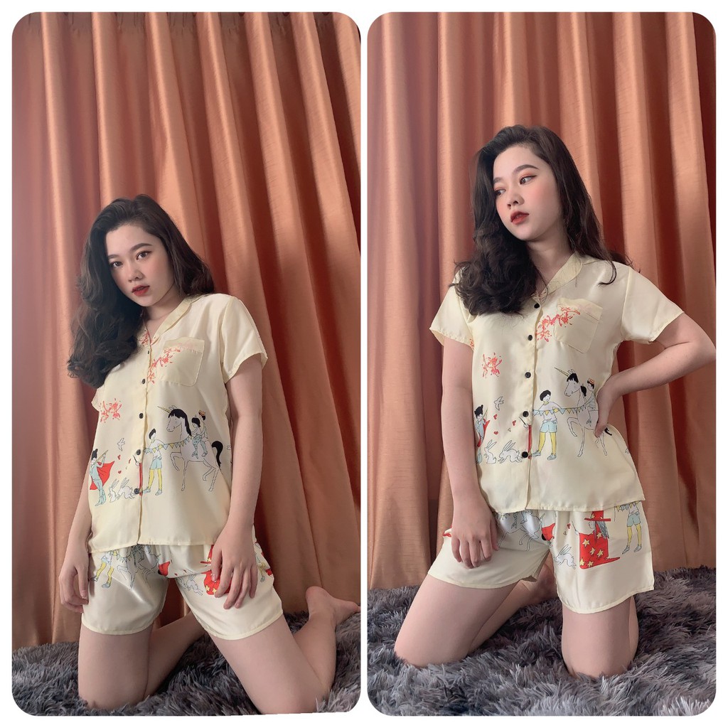 Đồ Ngủ Pijama Nữ Lụa Satin Đùi Xinh Xịn Sò Hàng Loại 1 Mát Mịn | BigBuy360 - bigbuy360.vn