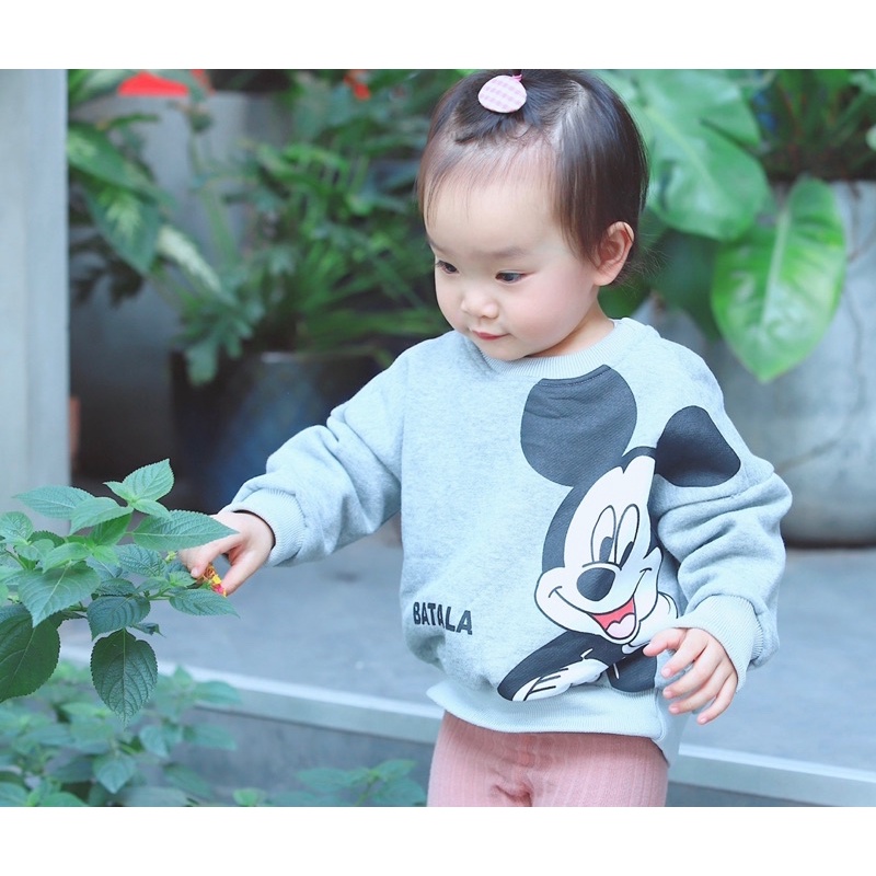 Áo nỉ hoodie trẻ em BATALA KIDS, áo nỉ cho bé trai bé gái in hình mickey dày dặn 1-6 tuổi