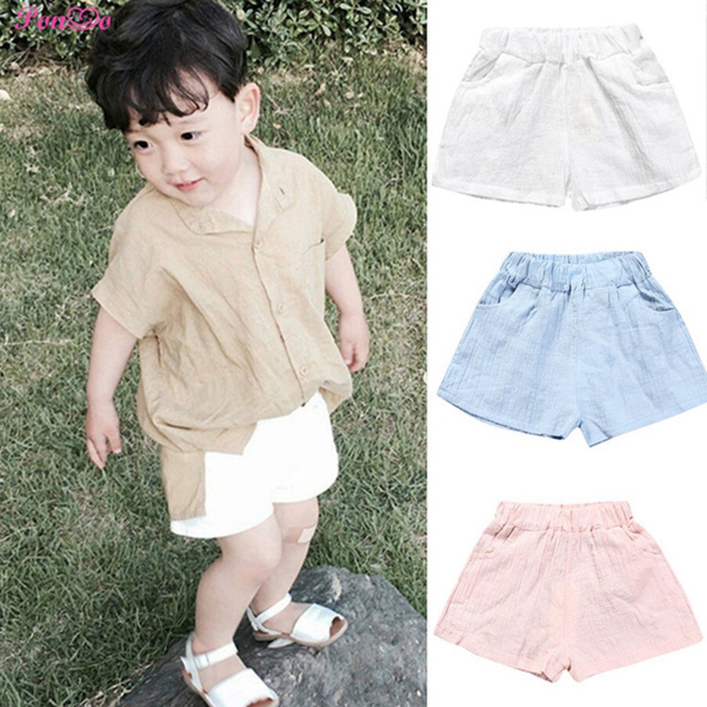 Quần short vải lanh cotton mềm mại cho bé