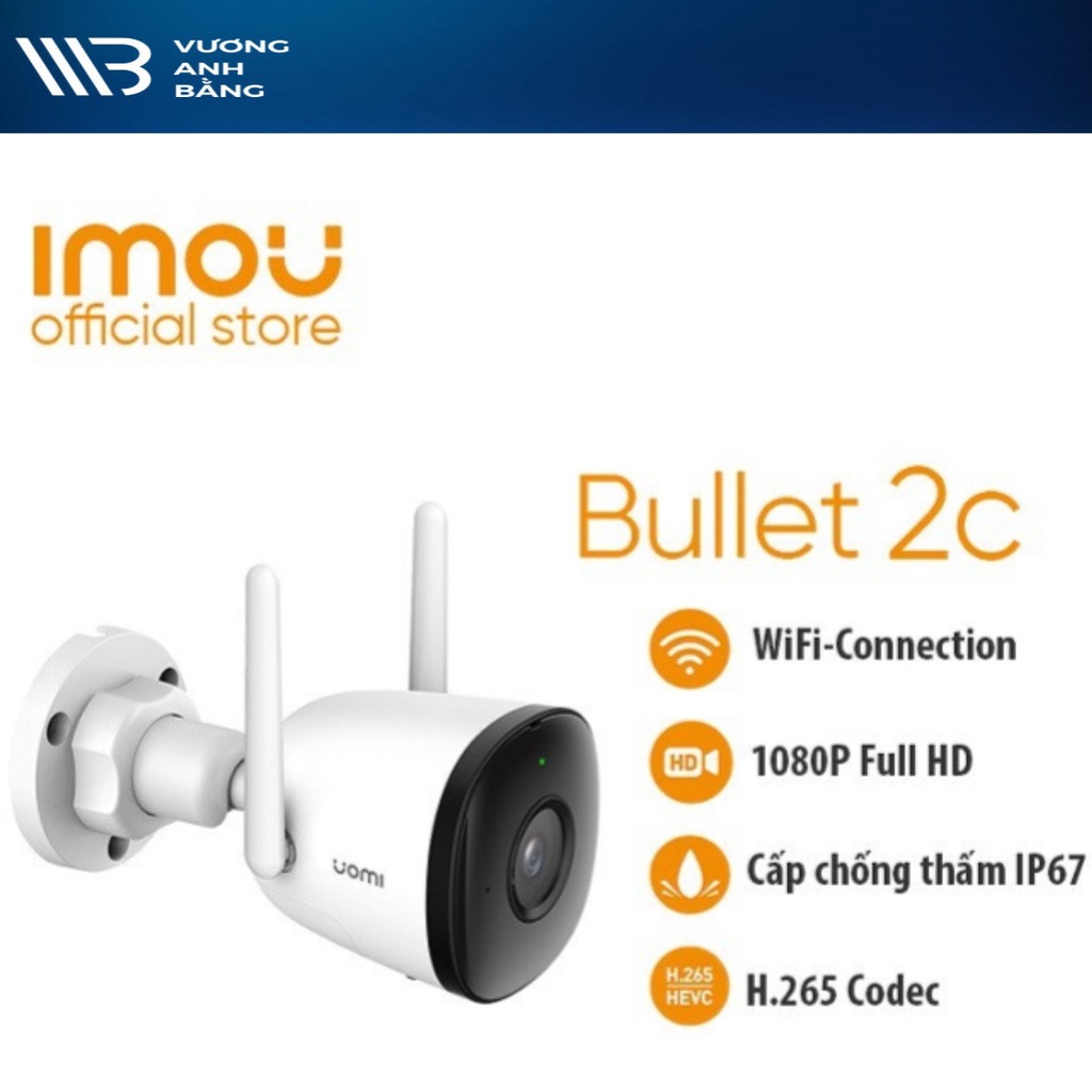 Camera IP Wifi IMOU Bullet 2C-D IPC-F22P-D 2MP Ngoài trời (1080p Full HD, Có Mic)- Hàng Chính Hãng