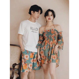 Set đồ đi biển couple họa tiết hè siêu xinh🌊🌊🌞🌞