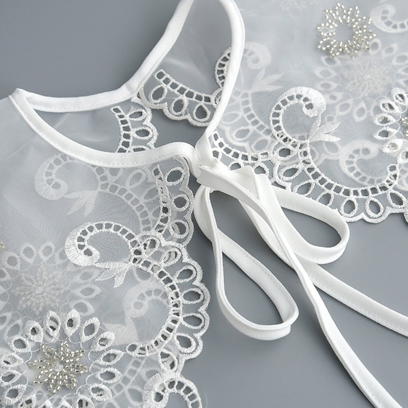 Khăn Choàng Cổ Mỏng Nhẹ Thêu Họa Tiết Hoa Đính Hạt Cườm Có Thể Tháo Rời Đa Năng Thời Trang Cho Nữ