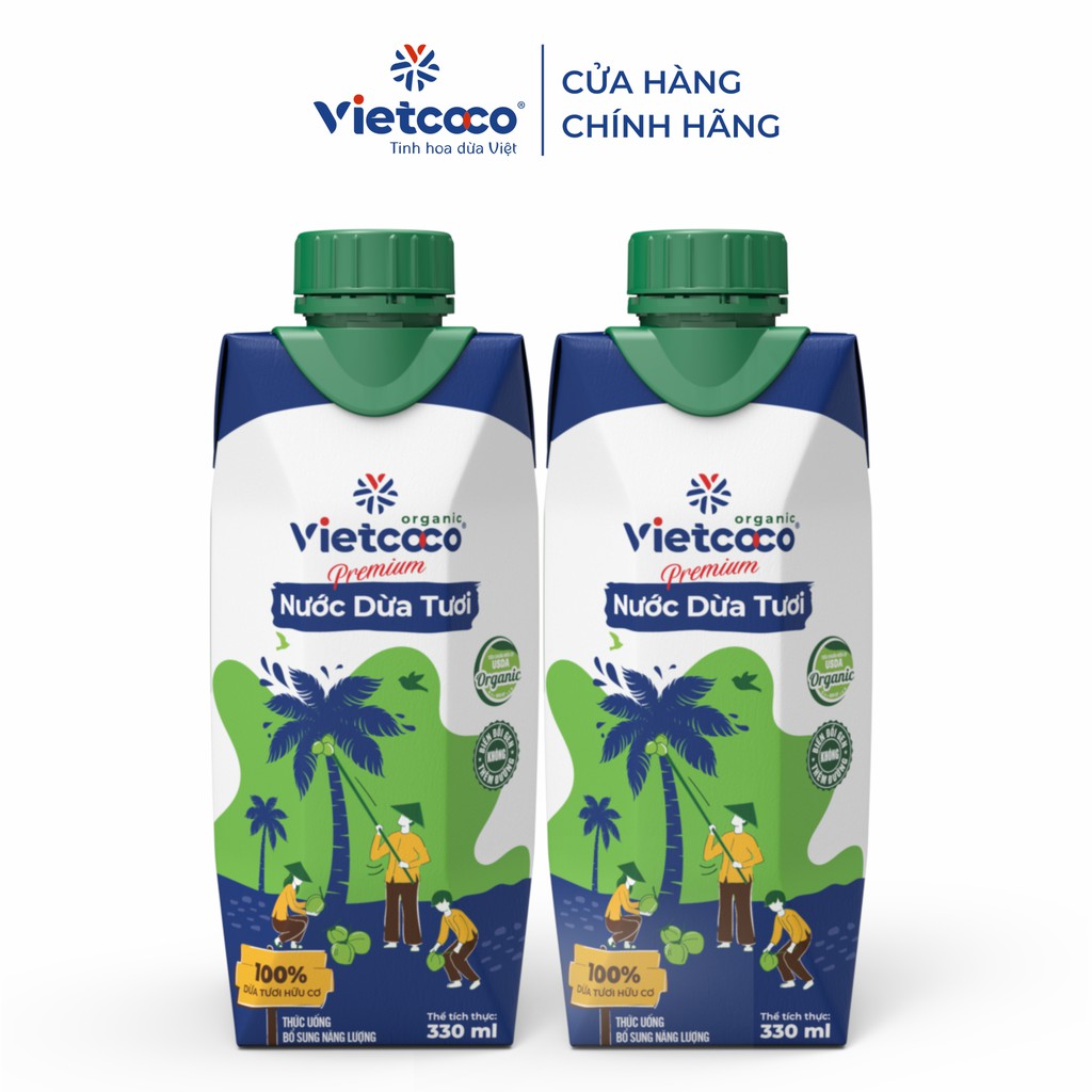 Combo 2 hộp Nước dừa tươi UHT VIETCOCO - Organic - 330ml
