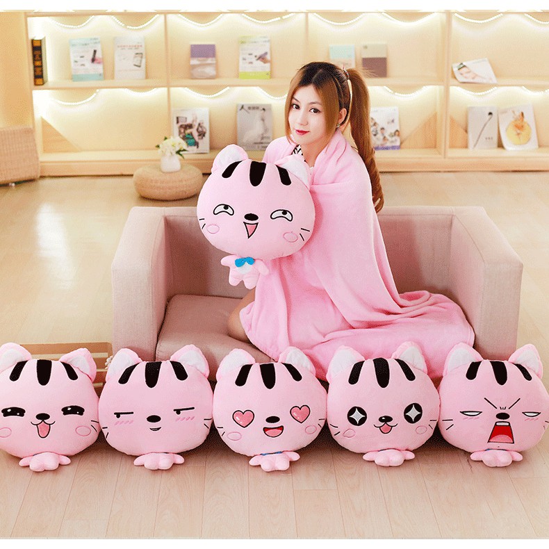 Bộ chăn gối văn phòng 3 in 1 Totoro vuông màu xám có thể mang đi du lịch tiện lợi