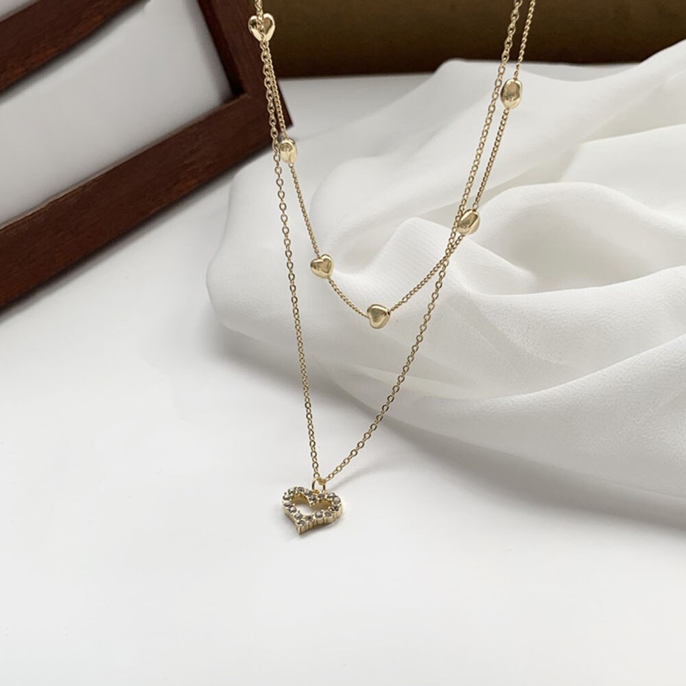 vòng cổ Hợp Kim Mặt Hình Trái Tim Đính Đá Xinh Xắn Cho Nữ