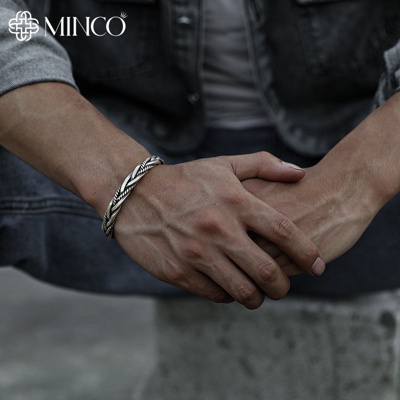 Vòng tay nam họa tiết mắt xích Minco Accessories phong cách nam tính mạnh mẽ Màu Bạc Thái Titan - VT52