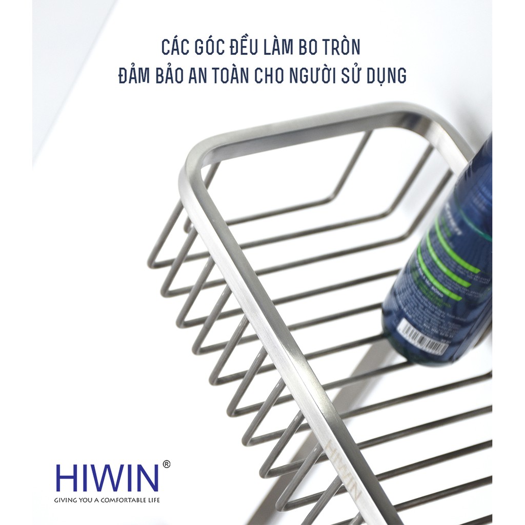 Giỏ để đồ 2 tầng chữ nhật tiện lợi inox 304 cao cấp Hiwin Y-207 265*125*340