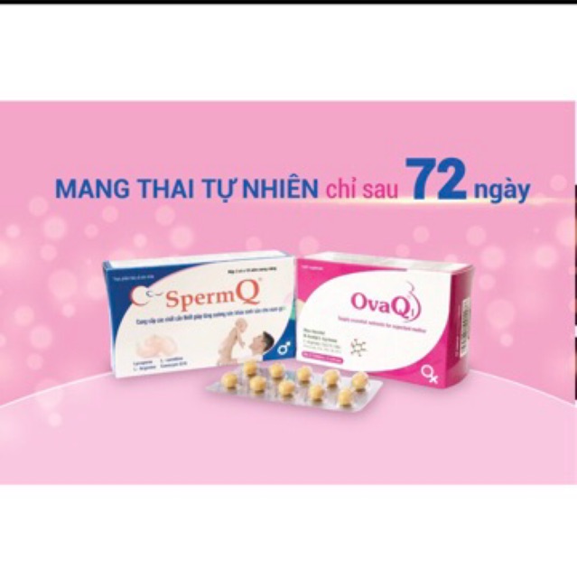 Bộ đôi OvaQ1 và SpermQ giúp mang thai tự nhiên - Hộp 60 viên ( tặng kèm que thử thai )