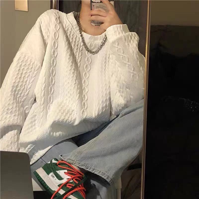 Áo sweater form rộng nỉ màu trắng ulzzang basic | BigBuy360 - bigbuy360.vn