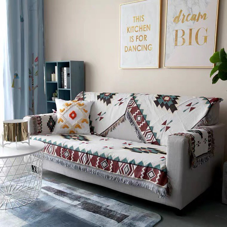 Thảm Sofa Vintage, Thảm Thổ Cẩm Trang Trí Phòng Khách Nhập Khẩu 1m8x2m3, Khăn phủ sofa