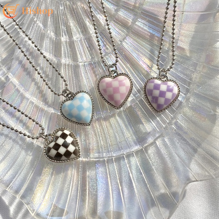 Vòng cổ mặt hình trái tim nhiều màu sắc phong cách Hàn Quốc thời trang cho nữ