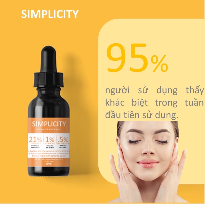 Tinh chất trắng da mờ thâm 20% Vitamin C 0.5% Ferulic acid 1% Vitamin E Simplicity