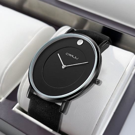 Đồng hồ đeo tay CRRJU 2106 XL cho nam máy quartz thương hiệu chính hãng da không thấm nước