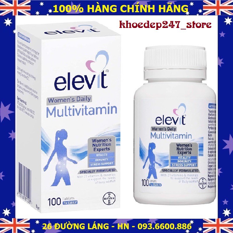 Elevit Women's Multi - VITAMIN TỔNG HỢP ELEVIT CHO PHỤ NỮ (phù hợp cho phụ nữ có thai và đang nuôi con nhỏ) - 100 Viên