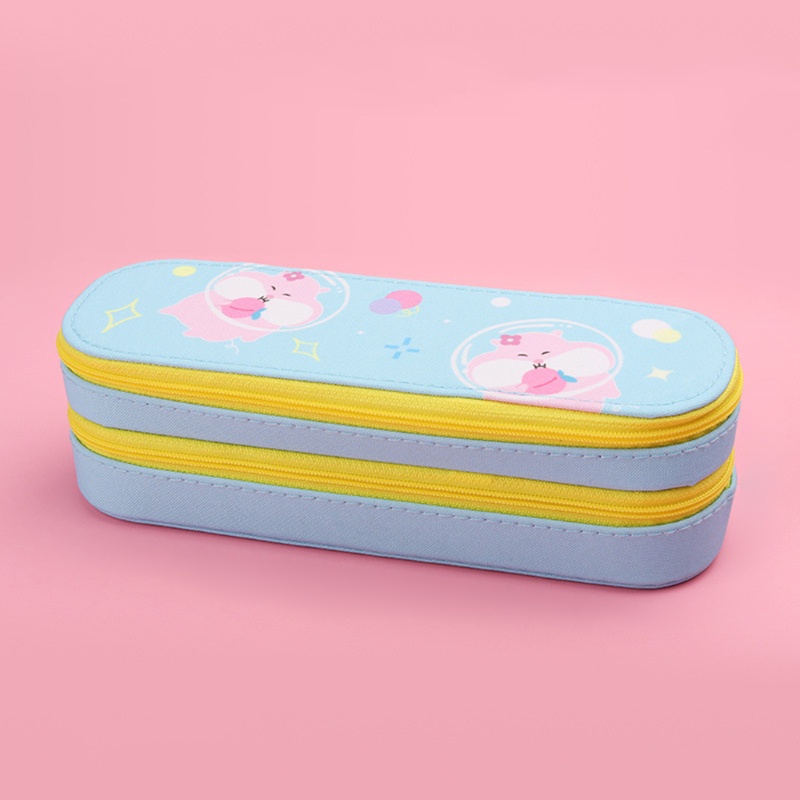 Túi Đựng Bút 2 Ngăn Sức Chứa Lớn Có Khóa Kéo Cho Trẻ Em