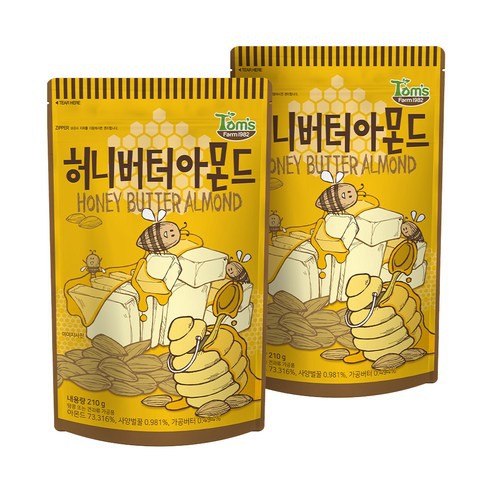 Ăn vặt ngon số 1 Hàn Quốc - Hạt hạnh nhân bơ mật ong TOM'S FARM HONEY BUTTER ALMOND - Order HQ