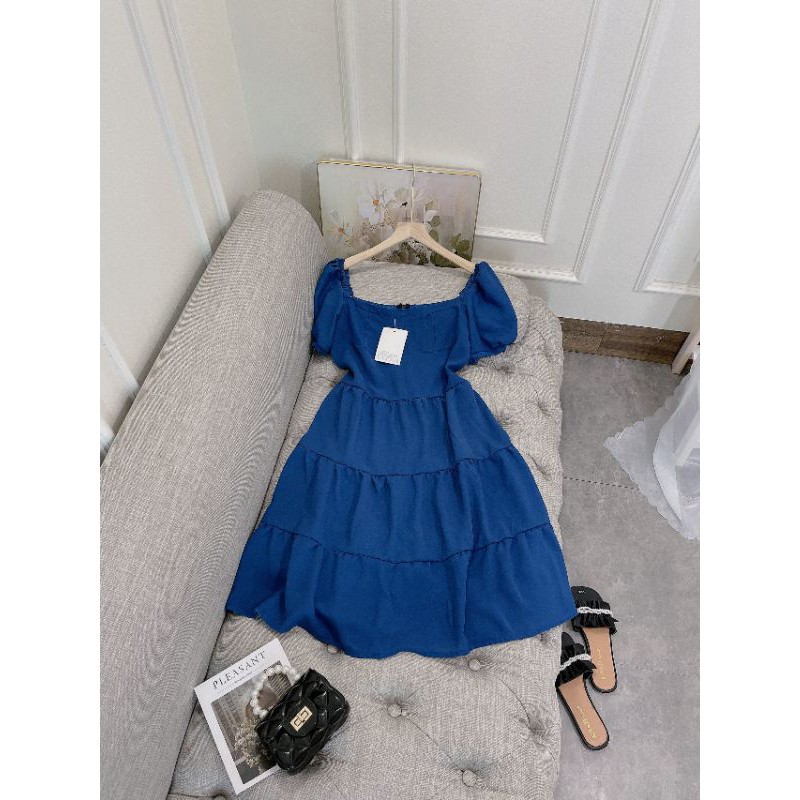 VÁY CÚP NGỰC 3 TẦNG CỔ VUÔNG TAY BỒNG | BigBuy360 - bigbuy360.vn