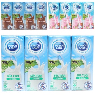 thùng 48 hộp 180ml sữa tươi tiệt trùng cô gái hà lan có đường/ không đường/ dâu/ socola