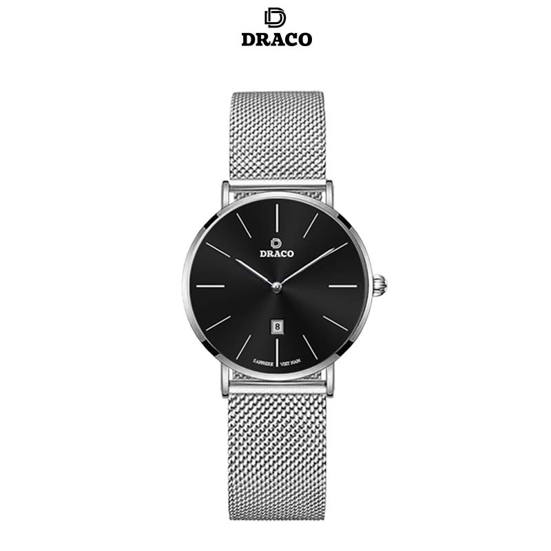 Đồng hồ nữ Draco D22-STN02 &quot;Classic Girl&quot; đen kết hợp chất liệu dây lưới màu phụ kiện thời trang nữ nhẹ nhàng tinh tế