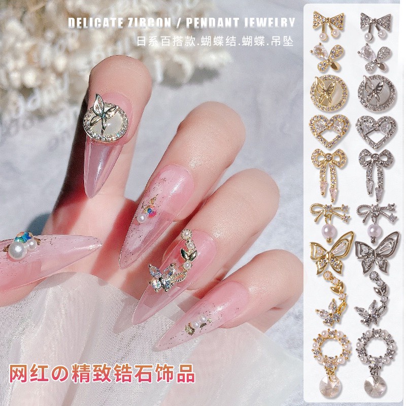 Charm nail cao cấp,charm kim loại tim,nơ,gấu,thỏ nail cao cấp