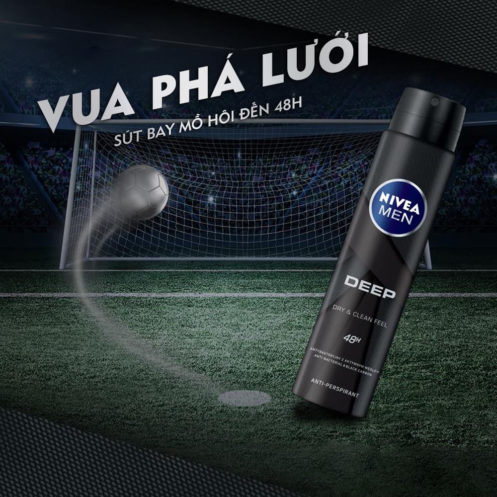 Xịt Ngăn Mùi Nam Than Đen Hoạt Tính Nivea 150ml