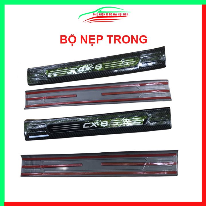 Ốp bậc cửa, nẹp bước chân CX8, CX-8 2019-2021 vân cacbon chống trầy bảo vệ trang trí xe