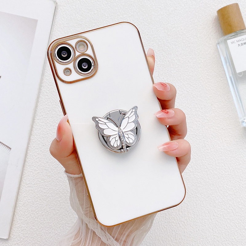Ốp Điện Thoại Mềm Tích Hợp Giá Đỡ Hình Bướm Sang Trọng Dành Cho iphone 11 12 13 pro max ip 11 pro 12 pro 13 pro