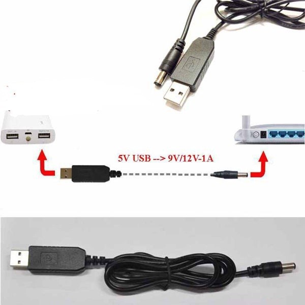 Cáp chuyển đổi điện áp từ cổng USB 5V sang 9V/12V KIM NHA SHOP