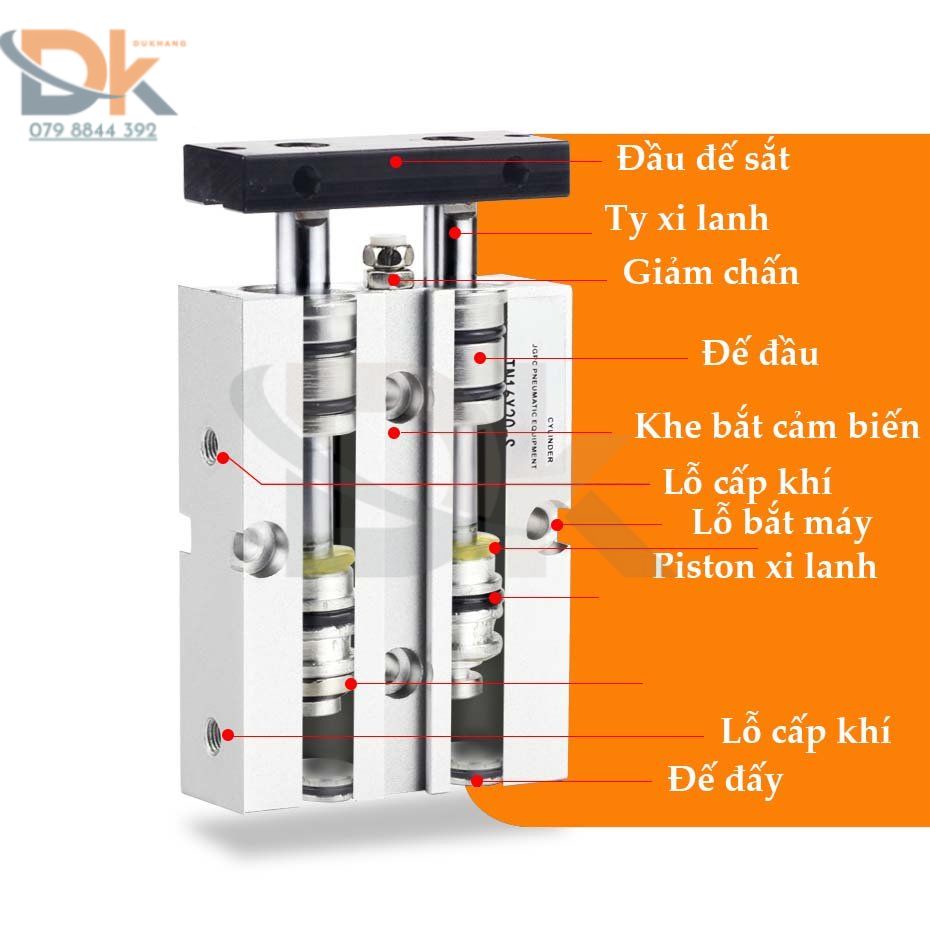 Xi lanh khí nén 2 ty TN10 16 20