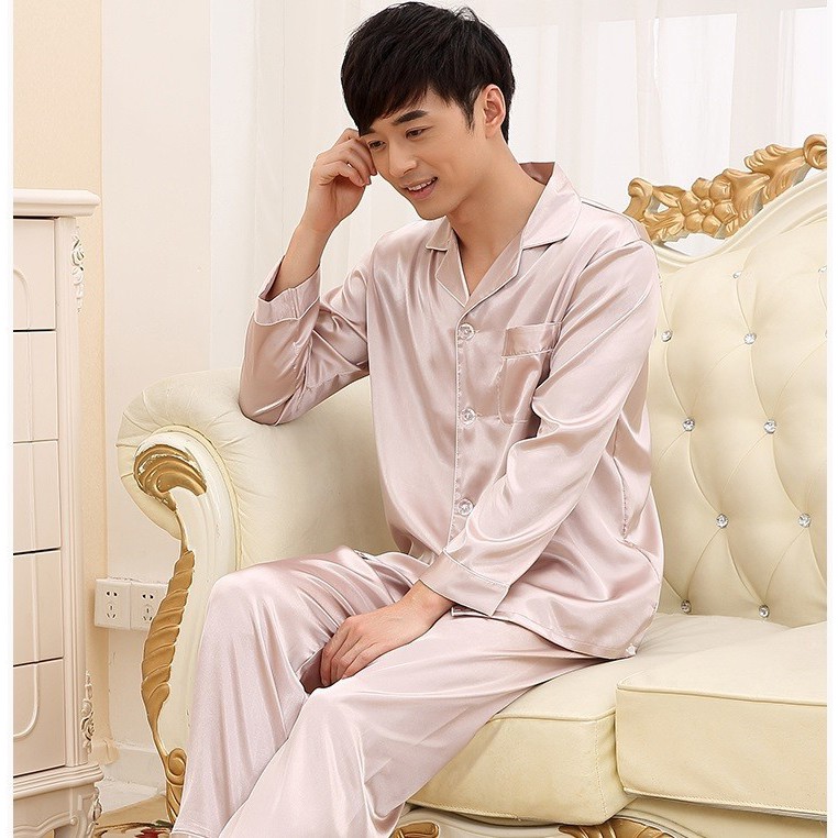 NG8805 - Bộ pyjama nam dài tay chất lụa mềm mại cao cấp hàng nhập