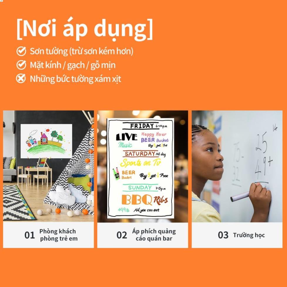 Bảng vẽ, decal dán tường Deli - Không bong tróc tróc sơn - Màu trắng, có từ tính kèm 5 phụ kiện - 50007/50008
