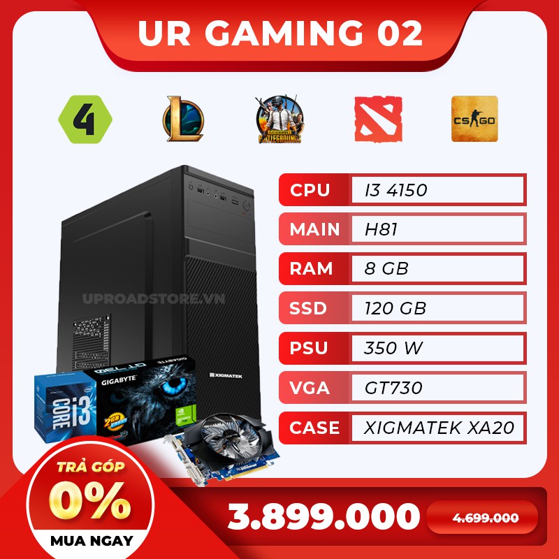 [Siêu Sale] Bộ PC gaming đa tác vụ I3 4150 H81 8GB VGA GT730 SSD 120 350w vỏ Xigmatek XA20 New